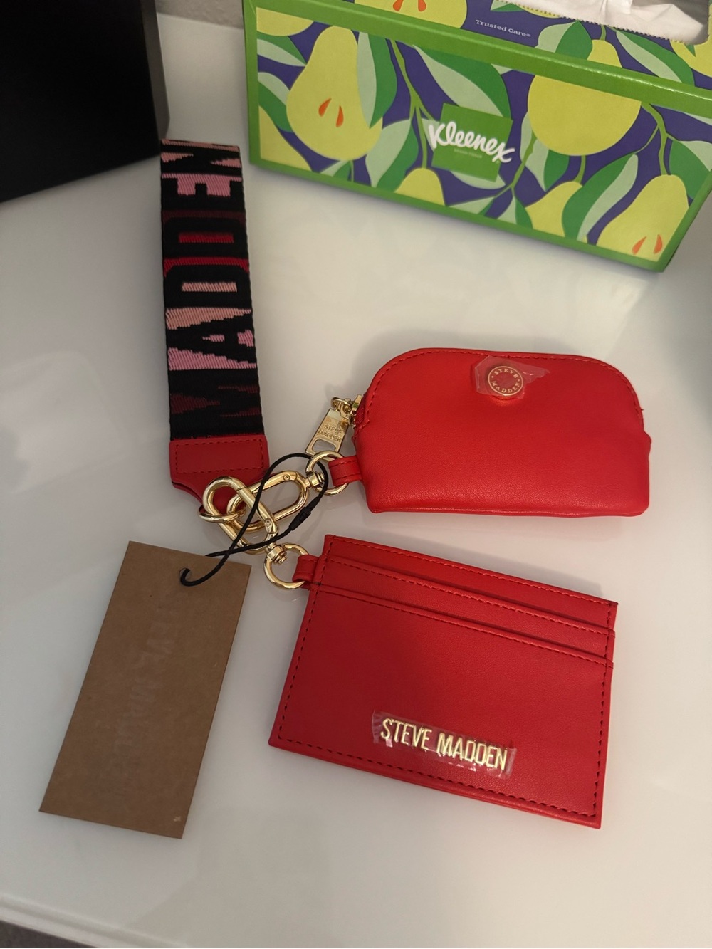 Steve Madden Red Cardholder and Pouch Wristlet